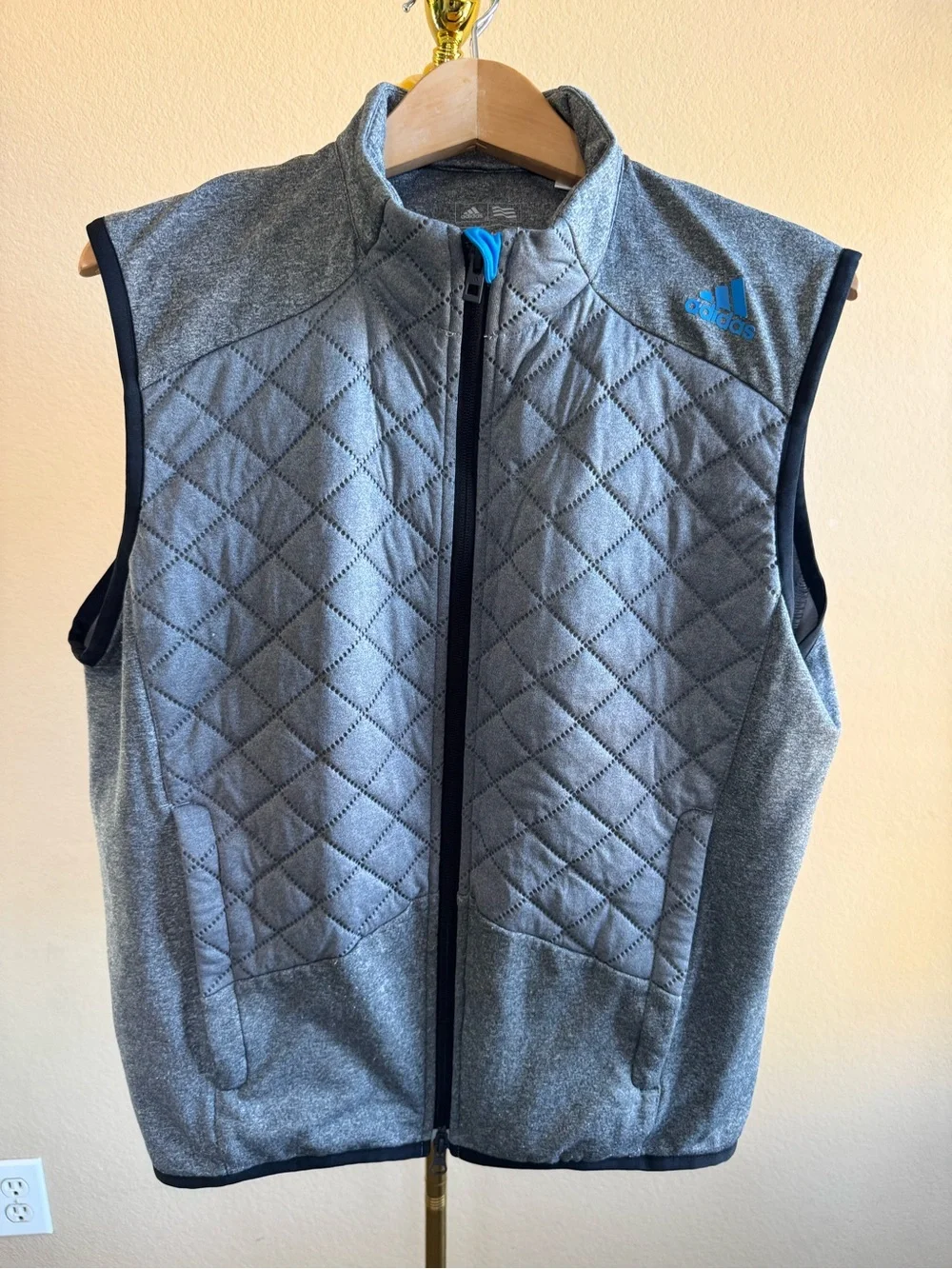 Adidas Golf Climaheat Quilted Vest Men’s M Gray/Blue